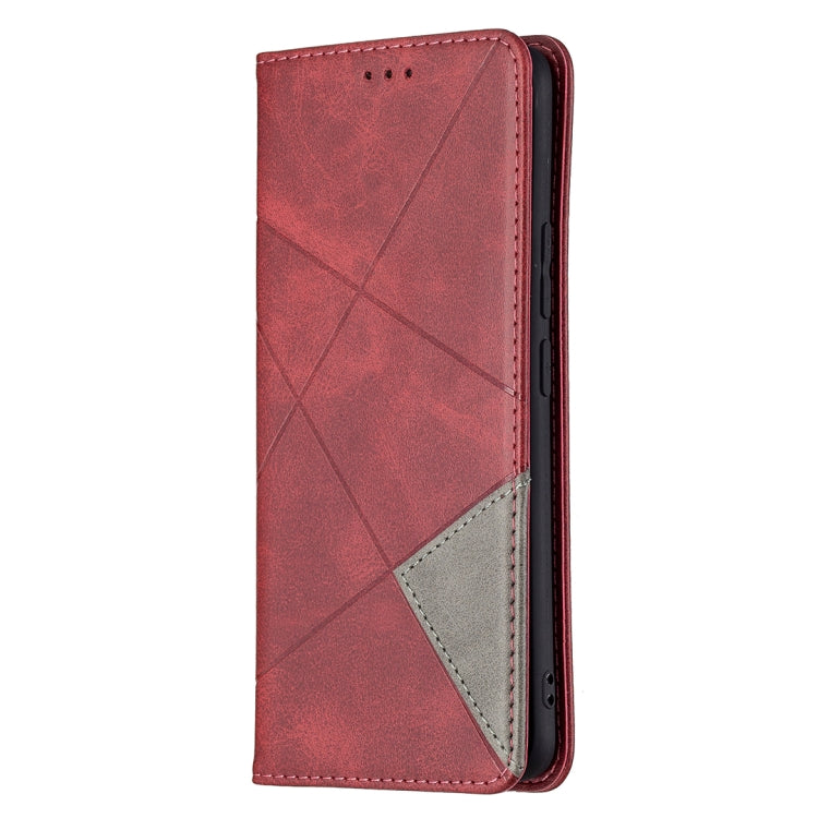 For OPPO Realme 8 / 8 Pro Rhombus Texture Horizontal Flip Magnetic Leather Case with Holder & Card Slots