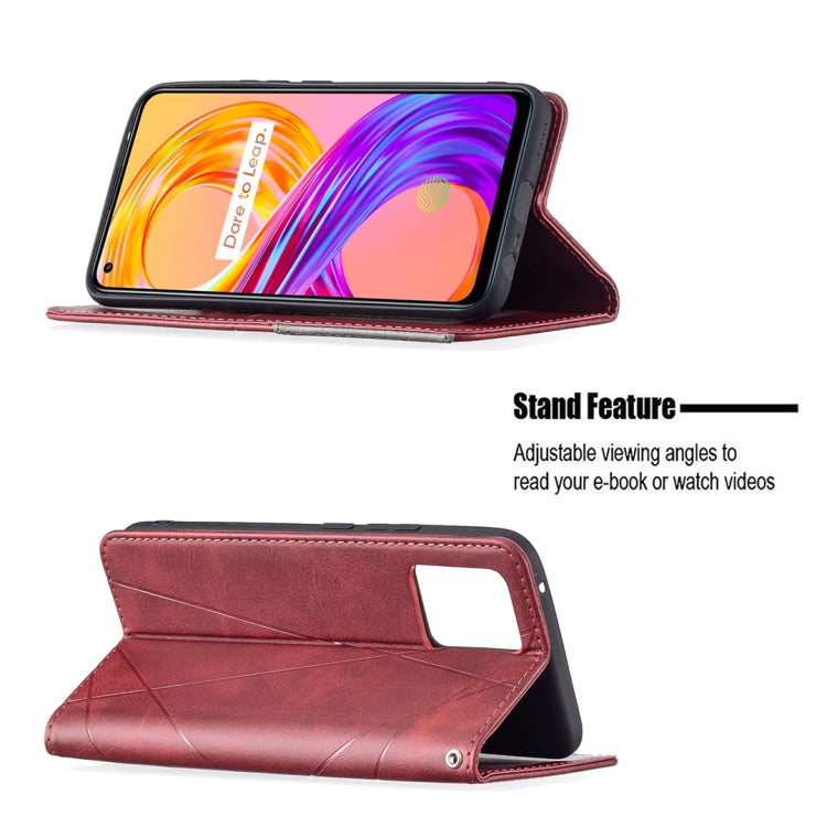 For OPPO Realme 8 / 8 Pro Rhombus Texture Horizontal Flip Magnetic Leather Case with Holder & Card Slots
