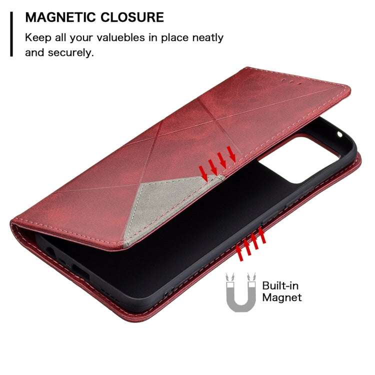 For OPPO Realme 8 / 8 Pro Rhombus Texture Horizontal Flip Magnetic Leather Case with Holder & Card Slots