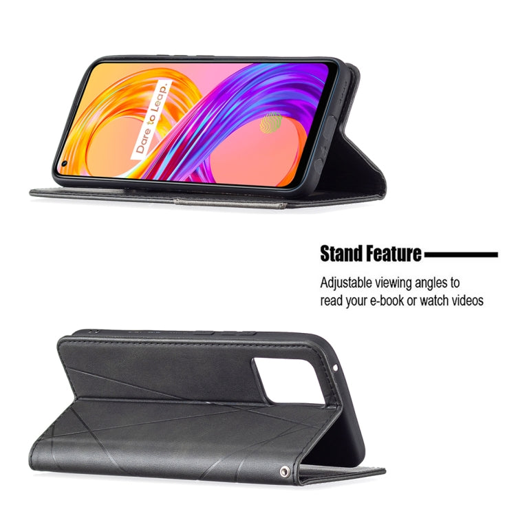 For OPPO Realme 8 / 8 Pro Rhombus Texture Horizontal Flip Magnetic Leather Case with Holder & Card Slots
