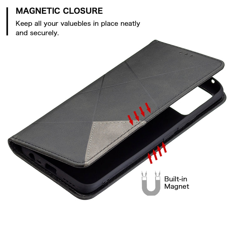 For OPPO Realme 8 / 8 Pro Rhombus Texture Horizontal Flip Magnetic Leather Case with Holder & Card Slots