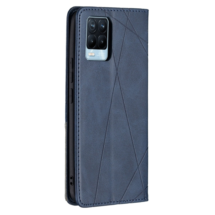 For OPPO Realme 8 / 8 Pro Rhombus Texture Horizontal Flip Magnetic Leather Case with Holder & Card Slots