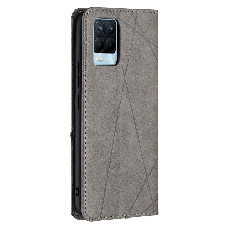 For OPPO Realme 8 / 8 Pro Rhombus Texture Horizontal Flip Magnetic Leather Case with Holder & Card Slots