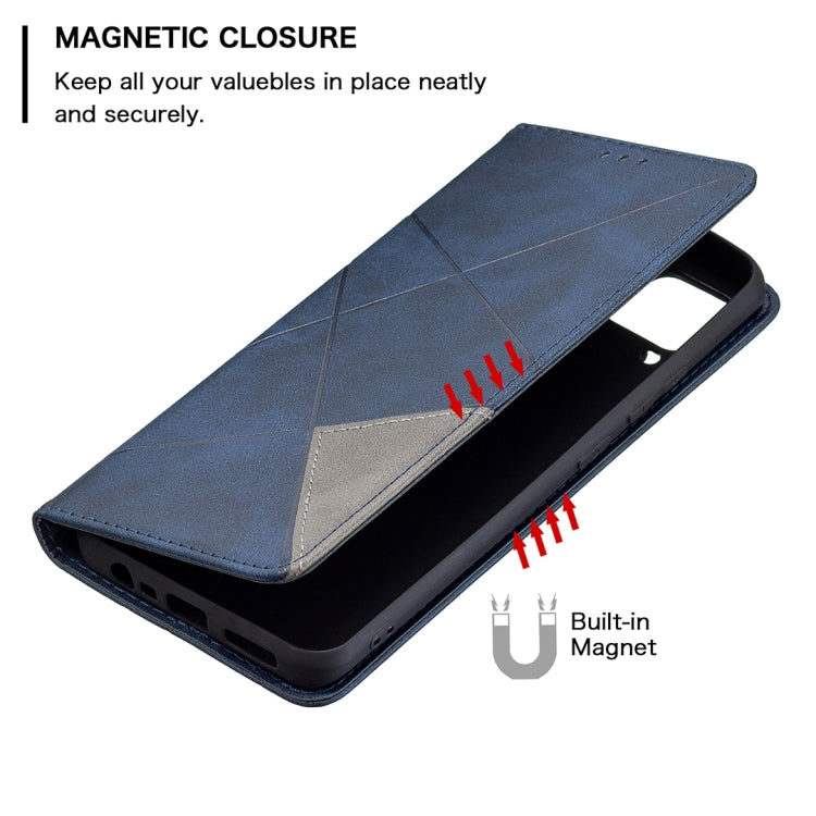For OPPO Realme C15 / C12 / C25 Rhombus Texture Horizontal Flip Magnetic Leather Case with Holder & Card Slots