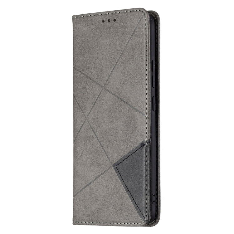 For OPPO Realme C15 / C12 / C25 Rhombus Texture Horizontal Flip Magnetic Leather Case with Holder & Card Slots