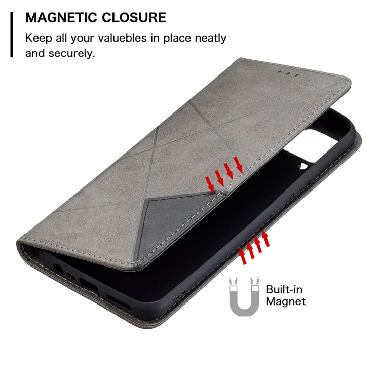 For OPPO Realme C15 / C12 / C25 Rhombus Texture Horizontal Flip Magnetic Leather Case with Holder & Card Slots