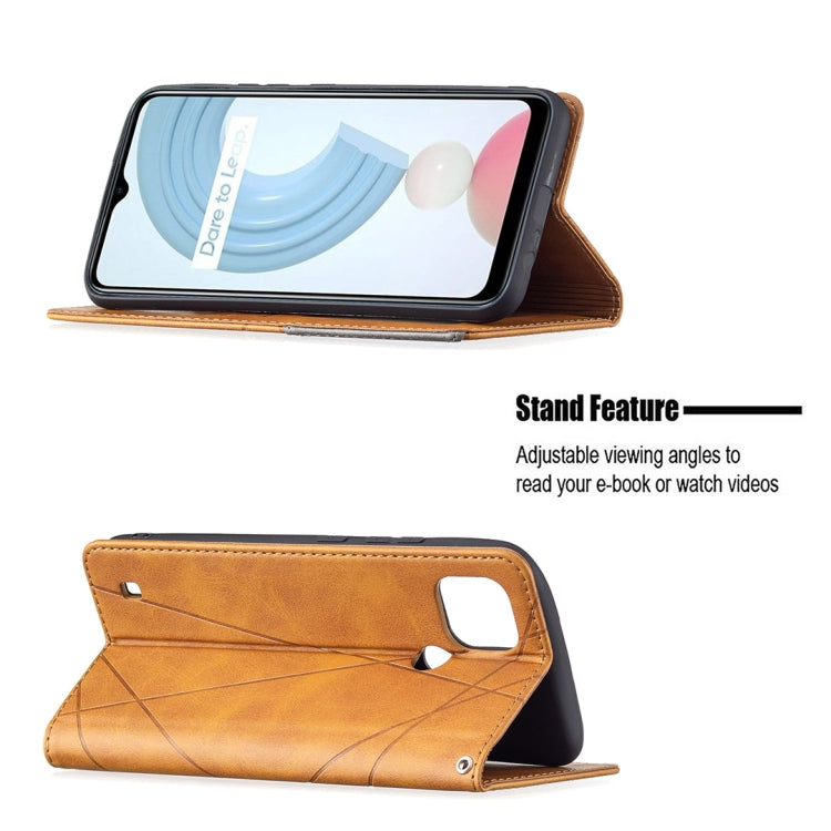 For OPPO Realme C21 / C20 Rhombus Texture Horizontal Flip Magnetic Leather Case with Holder & Card Slots