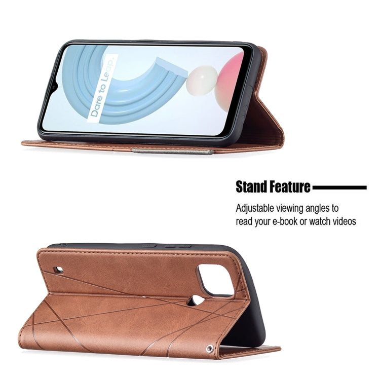 For OPPO Realme C21 / C20 Rhombus Texture Horizontal Flip Magnetic Leather Case with Holder & Card Slots