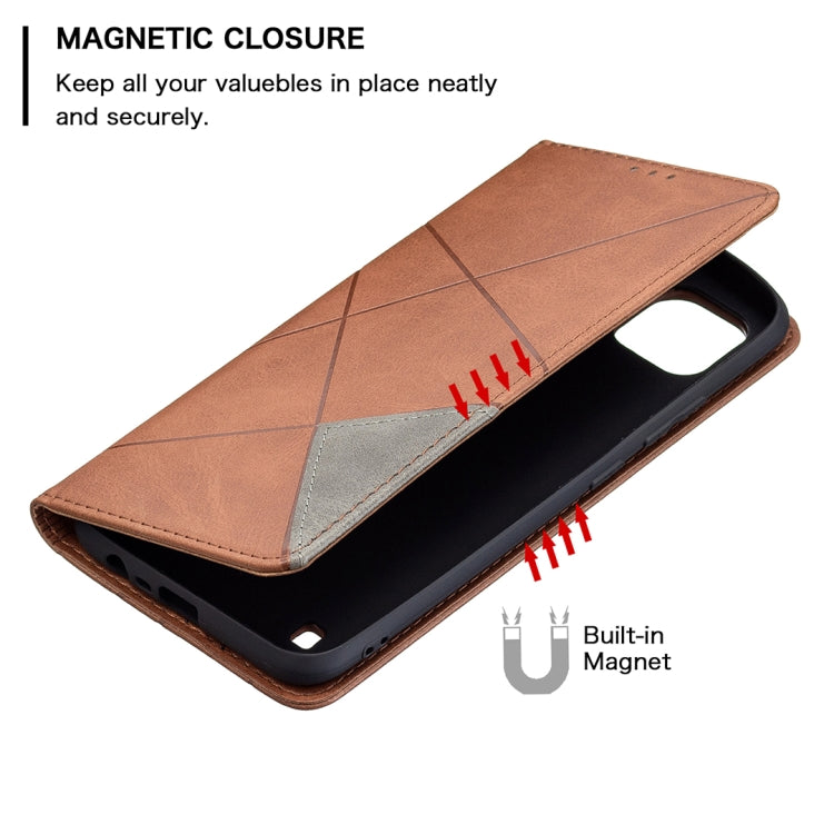 For OPPO Realme C21 / C20 Rhombus Texture Horizontal Flip Magnetic Leather Case with Holder & Card Slots