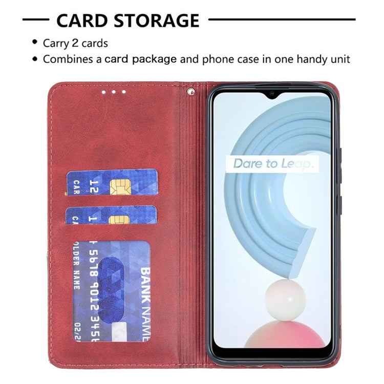 For OPPO Realme C21 / C20 Rhombus Texture Horizontal Flip Magnetic Leather Case with Holder & Card Slots