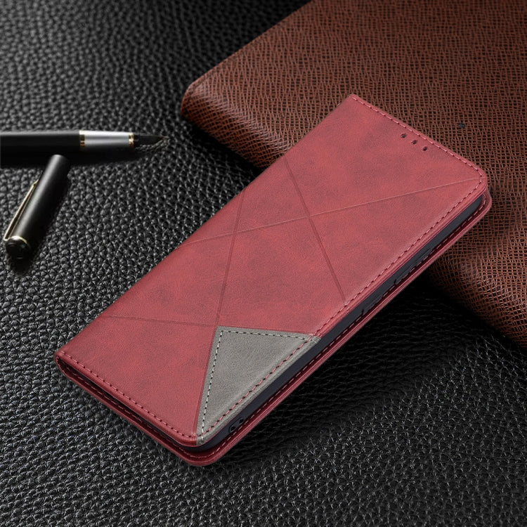 For OPPO Realme C21 / C20 Rhombus Texture Horizontal Flip Magnetic Leather Case with Holder & Card Slots