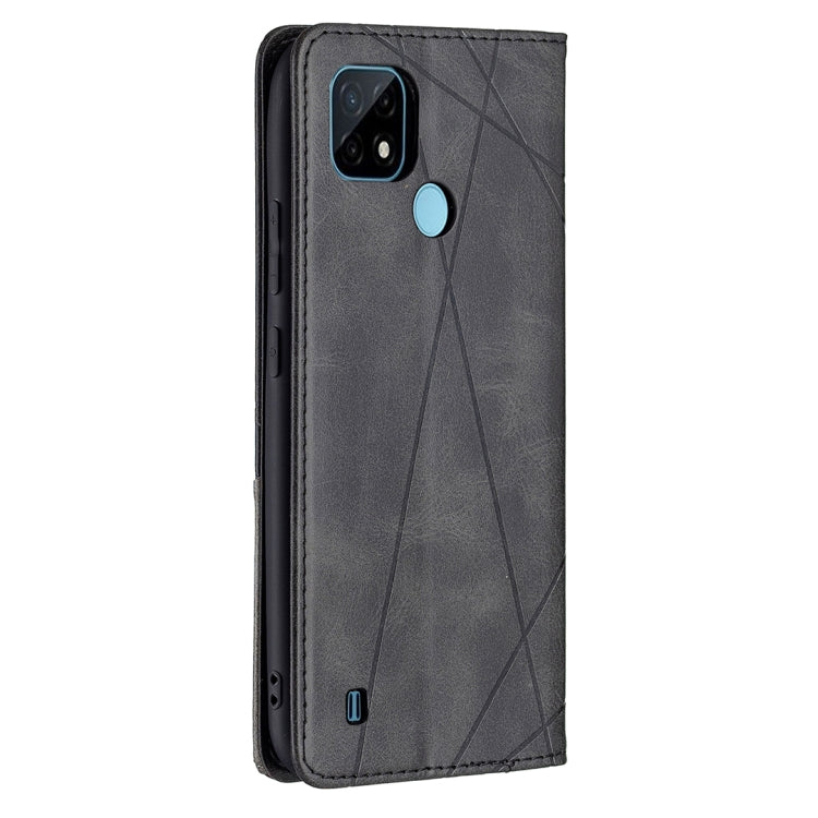 For OPPO Realme C21 / C20 Rhombus Texture Horizontal Flip Magnetic Leather Case with Holder & Card Slots