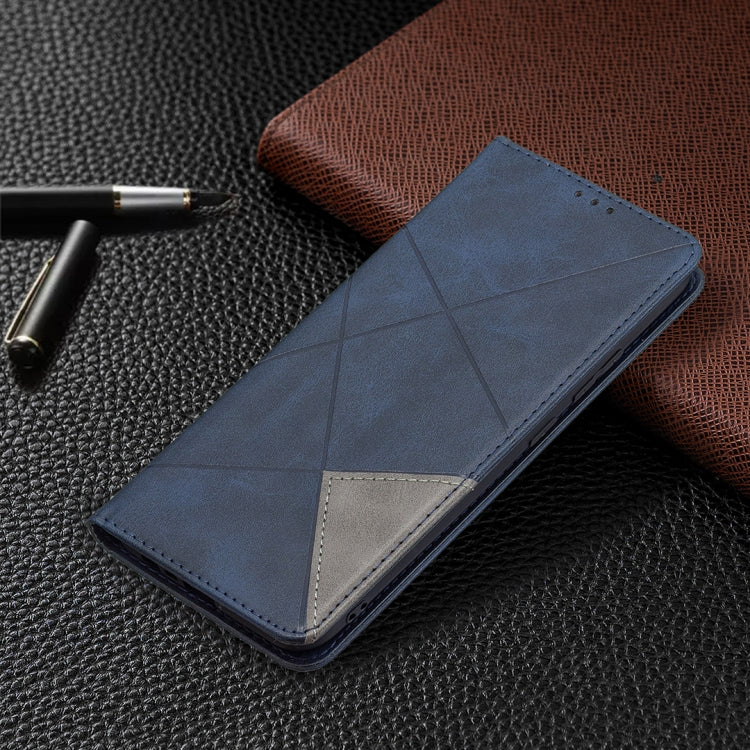 For OPPO Realme C21 / C20 Rhombus Texture Horizontal Flip Magnetic Leather Case with Holder & Card Slots