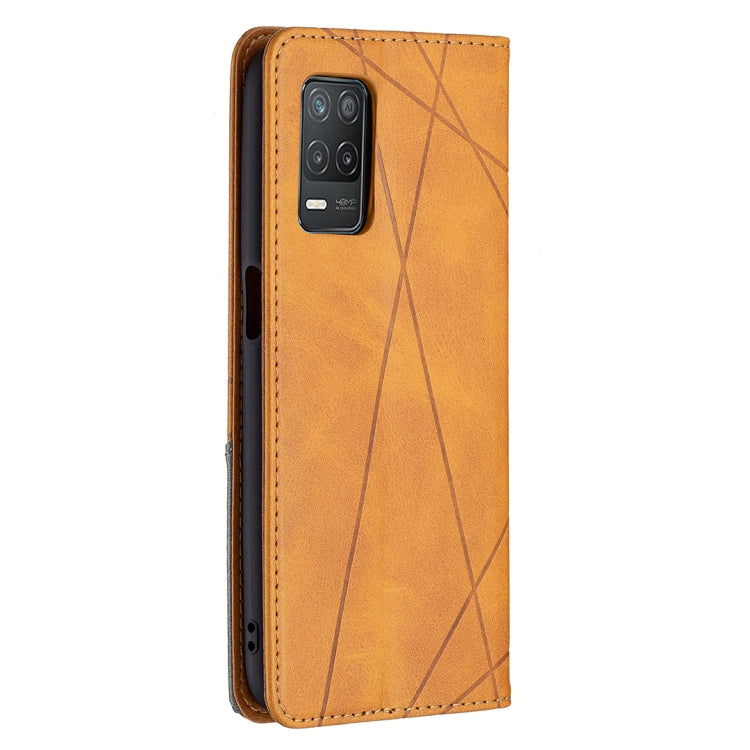 For OPPO Realme 8 5G / V13 Rhombus Texture Horizontal Flip Magnetic Leather Case with Holder & Card Slots
