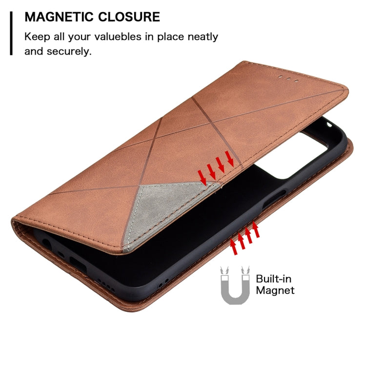 For OPPO Realme 8 5G / V13 Rhombus Texture Horizontal Flip Magnetic Leather Case with Holder & Card Slots