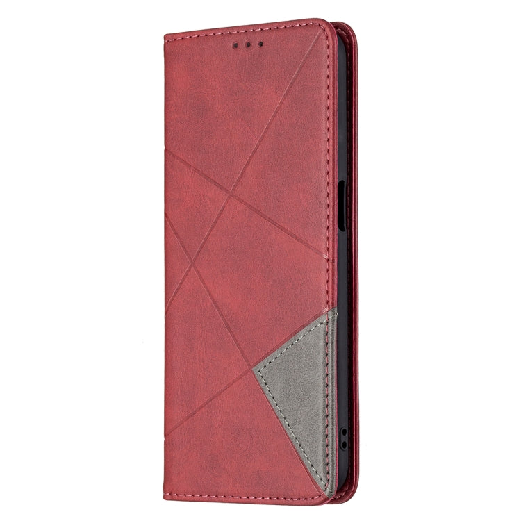 For OPPO Realme 8 5G / V13 Rhombus Texture Horizontal Flip Magnetic Leather Case with Holder & Card Slots