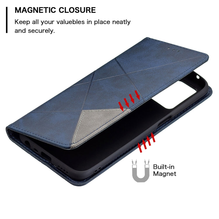 For OPPO Realme 8 5G / V13 Rhombus Texture Horizontal Flip Magnetic Leather Case with Holder & Card Slots
