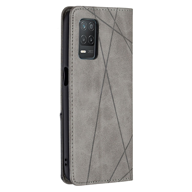 For OPPO Realme 8 5G / V13 Rhombus Texture Horizontal Flip Magnetic Leather Case with Holder & Card Slots