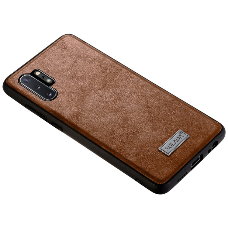 For Galaxy Note 10+ SULADA Shockproof TPU + Handmade Leather Protective Case