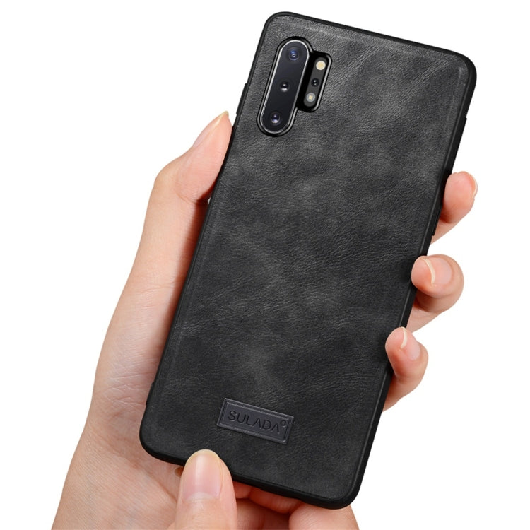 For Galaxy Note 10+ SULADA Shockproof TPU + Handmade Leather Protective Case