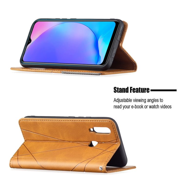 For vivo Y11/Y15/Y12/Y17 Rhombus Texture Horizontal Flip Magnetic Leather Case with Holder & Card Slots