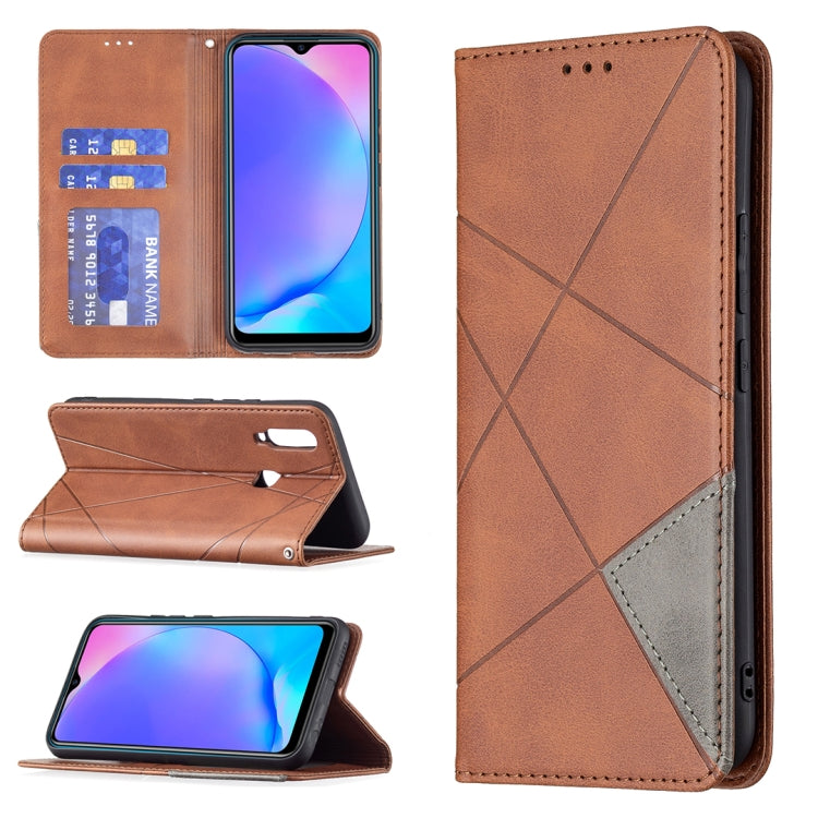For vivo Y11/Y15/Y12/Y17 Rhombus Texture Horizontal Flip Magnetic Leather Case with Holder & Card Slots