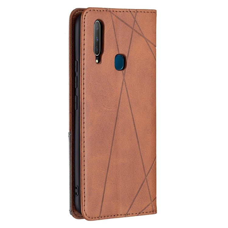 For vivo Y11/Y15/Y12/Y17 Rhombus Texture Horizontal Flip Magnetic Leather Case with Holder & Card Slots