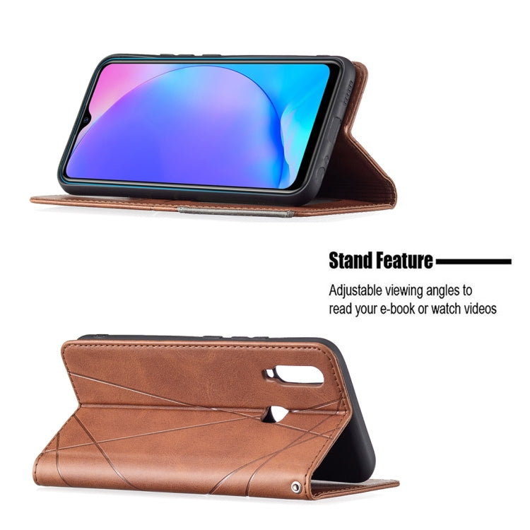 For vivo Y11/Y15/Y12/Y17 Rhombus Texture Horizontal Flip Magnetic Leather Case with Holder & Card Slots
