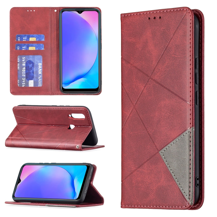 For vivo Y11/Y15/Y12/Y17 Rhombus Texture Horizontal Flip Magnetic Leather Case with Holder & Card Slots