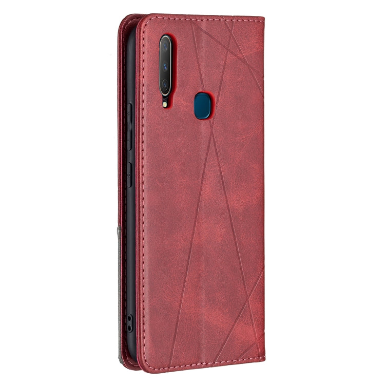 For vivo Y11/Y15/Y12/Y17 Rhombus Texture Horizontal Flip Magnetic Leather Case with Holder & Card Slots