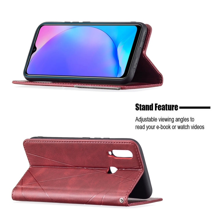 For vivo Y11/Y15/Y12/Y17 Rhombus Texture Horizontal Flip Magnetic Leather Case with Holder & Card Slots