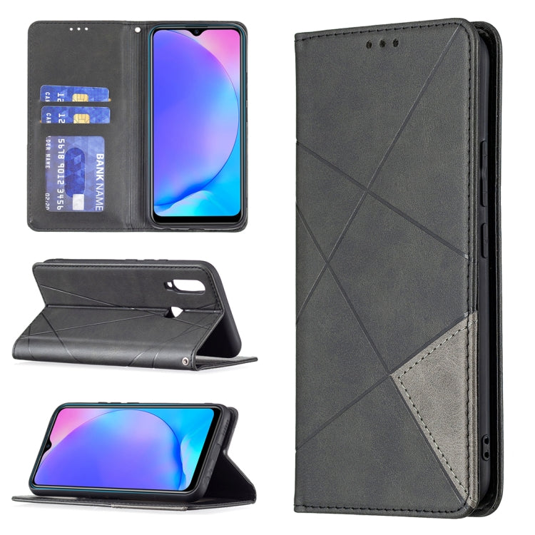 For vivo Y11/Y15/Y12/Y17 Rhombus Texture Horizontal Flip Magnetic Leather Case with Holder & Card Slots