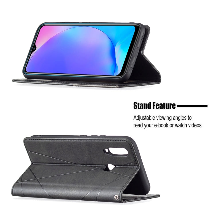 For vivo Y11/Y15/Y12/Y17 Rhombus Texture Horizontal Flip Magnetic Leather Case with Holder & Card Slots