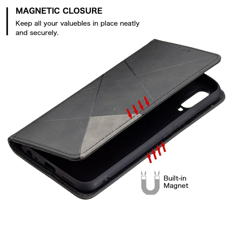 For vivo Y11/Y15/Y12/Y17 Rhombus Texture Horizontal Flip Magnetic Leather Case with Holder & Card Slots