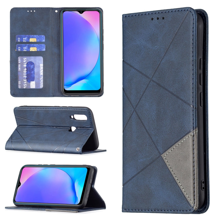 For vivo Y11/Y15/Y12/Y17 Rhombus Texture Horizontal Flip Magnetic Leather Case with Holder & Card Slots