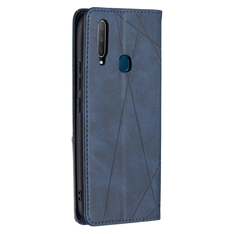 For vivo Y11/Y15/Y12/Y17 Rhombus Texture Horizontal Flip Magnetic Leather Case with Holder & Card Slots