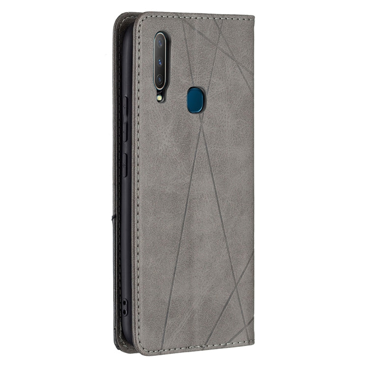 For vivo Y11/Y15/Y12/Y17 Rhombus Texture Horizontal Flip Magnetic Leather Case with Holder & Card Slots