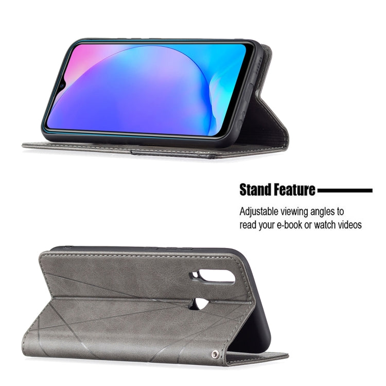 For vivo Y11/Y15/Y12/Y17 Rhombus Texture Horizontal Flip Magnetic Leather Case with Holder & Card Slots