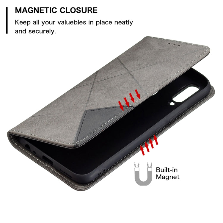 For vivo Y11/Y15/Y12/Y17 Rhombus Texture Horizontal Flip Magnetic Leather Case with Holder & Card Slots