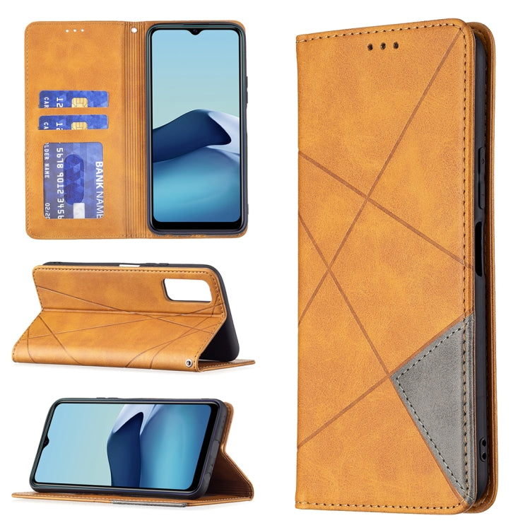 For vivo Y20 Rhombus Texture Horizontal Flip Magnetic Leather Case with Holder & Card Slots