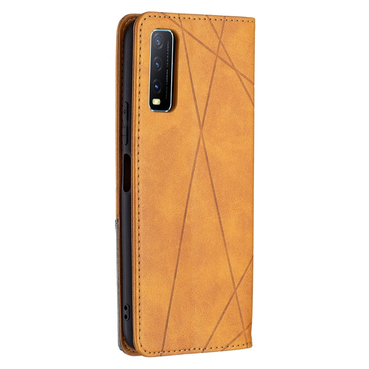 For vivo Y20 Rhombus Texture Horizontal Flip Magnetic Leather Case with Holder & Card Slots