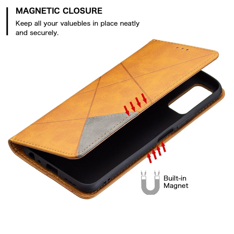 For vivo Y20 Rhombus Texture Horizontal Flip Magnetic Leather Case with Holder & Card Slots