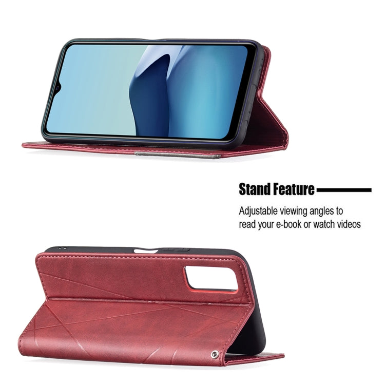 For vivo Y20 Rhombus Texture Horizontal Flip Magnetic Leather Case with Holder & Card Slots