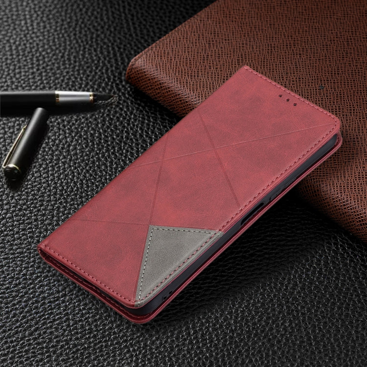 For vivo Y20 Rhombus Texture Horizontal Flip Magnetic Leather Case with Holder & Card Slots