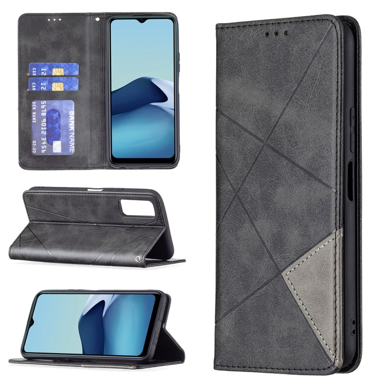 For vivo Y20 Rhombus Texture Horizontal Flip Magnetic Leather Case with Holder & Card Slots