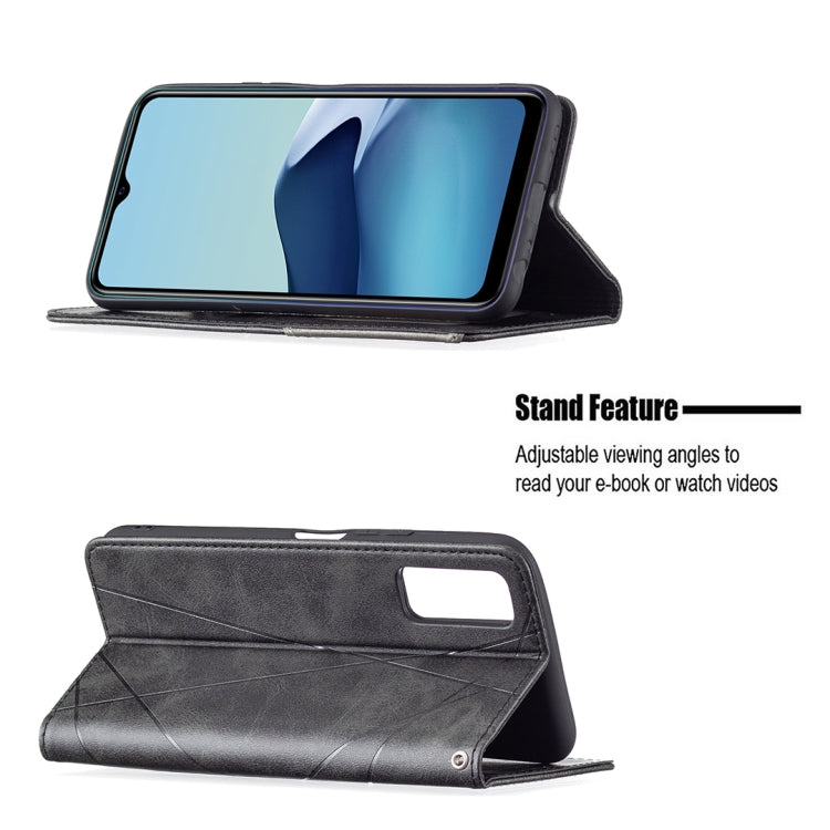 For vivo Y20 Rhombus Texture Horizontal Flip Magnetic Leather Case with Holder & Card Slots