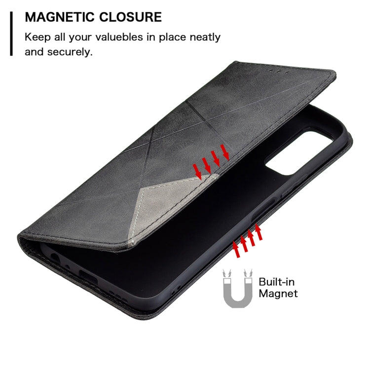 For vivo Y20 Rhombus Texture Horizontal Flip Magnetic Leather Case with Holder & Card Slots