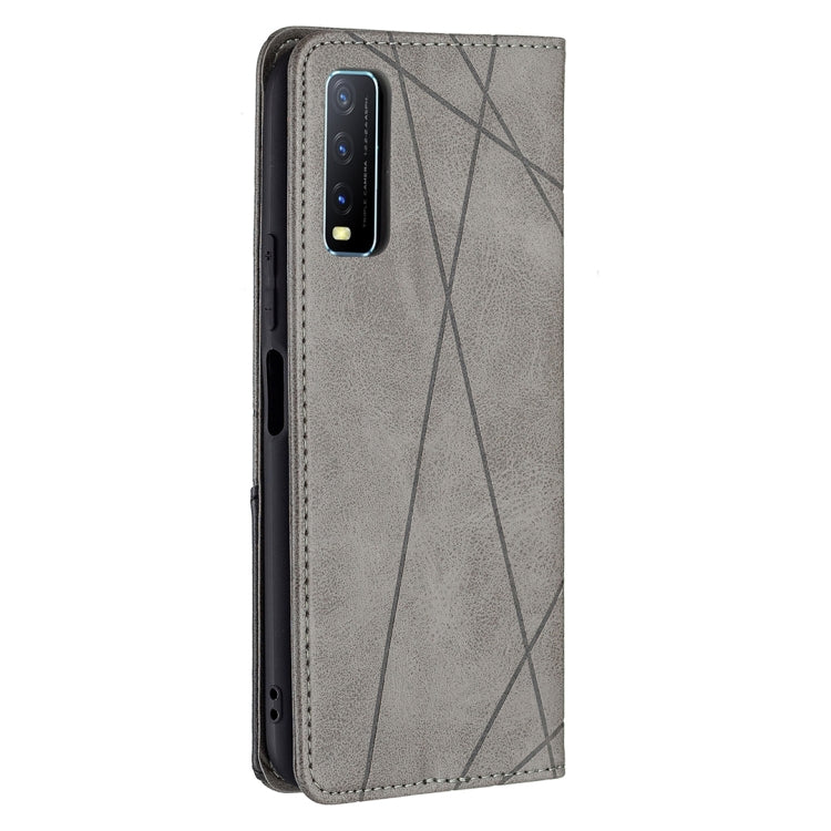 For vivo Y20 Rhombus Texture Horizontal Flip Magnetic Leather Case with Holder & Card Slots