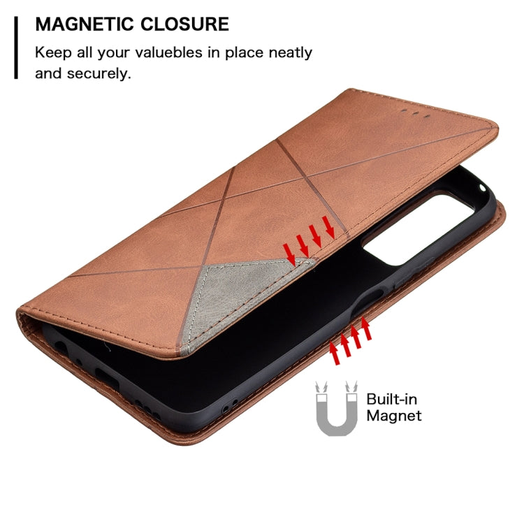 For vivo Y51 2020 / Y51a / Y51s Rhombus Texture Horizontal Flip Magnetic Leather Case with Holder & Card Slots