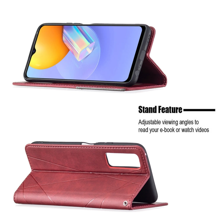 For vivo Y51 2020 / Y51a / Y51s Rhombus Texture Horizontal Flip Magnetic Leather Case with Holder & Card Slots